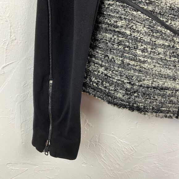 Ann Taylor Black White Tweed Mixed Media Full Zip Blazer Jacket 0 - Picture 5 of 7